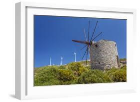 Old Windmill and Modern Wind Turbines. Naxos Island, Greece-Ali Kabas-Framed Photographic Print