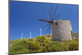 Old Windmill and Modern Wind Turbines. Naxos Island, Greece-Ali Kabas-Mounted Photographic Print