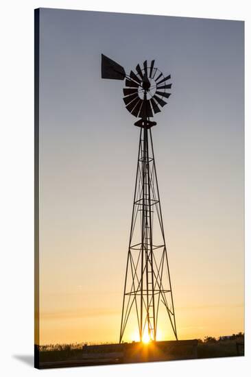 Old Windmill at Sunset Near New England, North Dakota, USA-Chuck Haney-Stretched Canvas