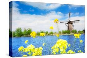 Old Windmill in Kinderdijk-Elshout Netherlands-SerrNovik-Stretched Canvas