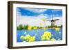 Old Windmill in Kinderdijk-Elshout Netherlands-SerrNovik-Framed Photographic Print