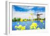 Old Windmill in Kinderdijk-Elshout Netherlands-SerrNovik-Framed Photographic Print