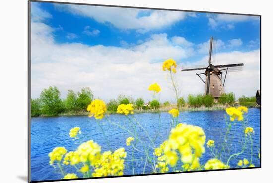 Old Windmill in Kinderdijk-Elshout Netherlands-SerrNovik-Mounted Photographic Print