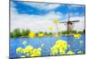 Old Windmill in Kinderdijk-Elshout Netherlands-SerrNovik-Mounted Photographic Print