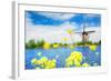 Old Windmill in Kinderdijk-Elshout Netherlands-SerrNovik-Framed Photographic Print