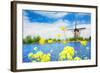 Old Windmill in Kinderdijk-Elshout Netherlands-SerrNovik-Framed Photographic Print