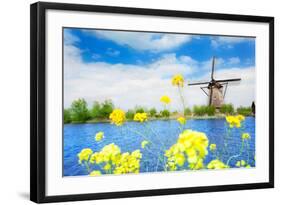 Old Windmill in Kinderdijk-Elshout Netherlands-SerrNovik-Framed Photographic Print