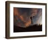 Old Windmill Silhouetted Against Clouds Colored by the Setting Sun-null-Framed Photographic Print