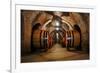 Old Wine Barrels in the Vault of Winery-Dmitriy Yakovlev-Framed Photographic Print