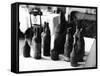 Old Wine Bottles-null-Framed Stretched Canvas