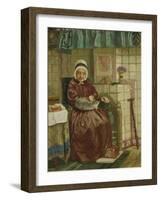 Old Woman by the Fireplace-August Allebe-Framed Art Print