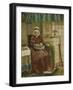 Old Woman by the Fireplace-August Allebe-Framed Art Print