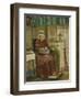 Old Woman by the Fireplace-August Allebe-Framed Art Print