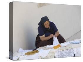 Old Woman Crocheting, Hvar, Croatia-Joern Simensen-Stretched Canvas