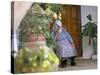 Old Woman Dozing at Monastery, Paleokastritsa, Corfu, Greek Islands, Greece-Hans Peter Merten-Stretched Canvas