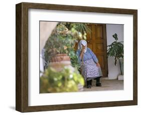 Old Woman Dozing at Monastery, Paleokastritsa, Corfu, Greek Islands, Greece-Hans Peter Merten-Framed Photographic Print