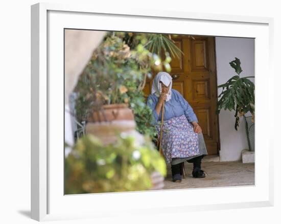 Old Woman Dozing at Monastery, Paleokastritsa, Corfu, Greek Islands, Greece-Hans Peter Merten-Framed Photographic Print