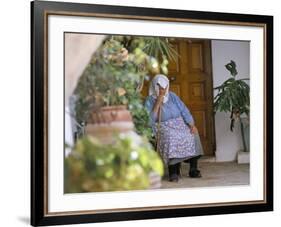 Old Woman Dozing at Monastery, Paleokastritsa, Corfu, Greek Islands, Greece-Hans Peter Merten-Framed Photographic Print