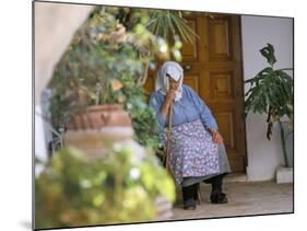 Old Woman Dozing at Monastery, Paleokastritsa, Corfu, Greek Islands, Greece-Hans Peter Merten-Mounted Photographic Print