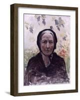 Old Woman (Dressed in Black, with Wisteria)-Giuseppe De Nittis-Framed Art Print