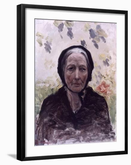 Old Woman (Dressed in Black, with Wisteria)-Giuseppe De Nittis-Framed Art Print