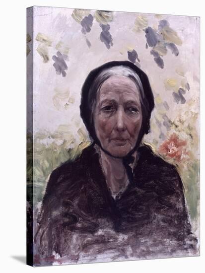 Old Woman (Dressed in Black, with Wisteria)-Giuseppe De Nittis-Stretched Canvas