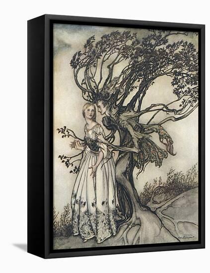 Old Woman in the Wood-Arthur Rackham-Framed Stretched Canvas