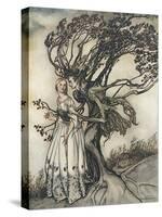 Old Woman in the Wood-Arthur Rackham-Stretched Canvas