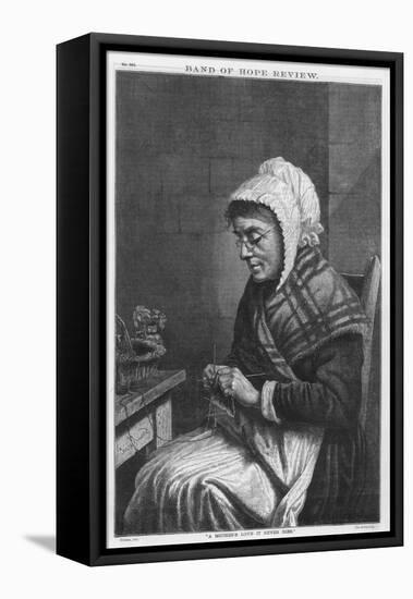 Old Woman Knitting-Frans Huard-Framed Stretched Canvas