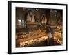 Old Woman Lighting Butter Lamps in Front of Buddha Statues Draped with New Silk Scarves-Don Smith-Framed Photographic Print