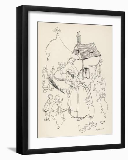 Old Woman Lived in Shoe-Arthur Rackham-Framed Art Print