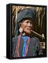 Old Woman of Small Ann Tribe in Traditional Attire Smoking a Pipe, Sittwe, Burma, Myanmar-Nigel Pavitt-Framed Stretched Canvas