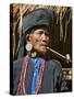 Old Woman of Small Ann Tribe in Traditional Attire Smoking a Pipe, Sittwe, Burma, Myanmar-Nigel Pavitt-Stretched Canvas