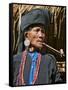 Old Woman of Small Ann Tribe in Traditional Attire Smoking a Pipe, Sittwe, Burma, Myanmar-Nigel Pavitt-Framed Stretched Canvas