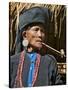 Old Woman of Small Ann Tribe in Traditional Attire Smoking a Pipe, Sittwe, Burma, Myanmar-Nigel Pavitt-Stretched Canvas