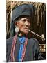 Old Woman of Small Ann Tribe in Traditional Attire Smoking a Pipe, Sittwe, Burma, Myanmar-Nigel Pavitt-Mounted Photographic Print