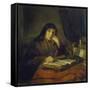 Old Woman Reading a Book-Abraham van Dyck-Framed Stretched Canvas
