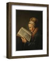 Old Woman Reading, c.1631-2-Gerrit or Gerard Dou-Framed Giclee Print