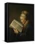 Old Woman Reading-Gerard Dou-Framed Stretched Canvas