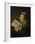 Old Woman Reading-Gerard Dou-Framed Art Print