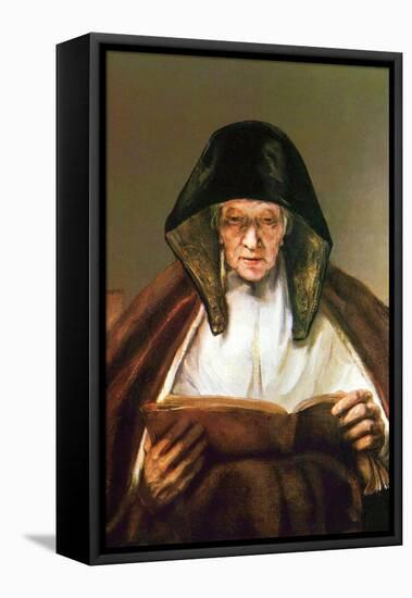 Old Woman, Reading-Rembrandt van Rijn-Framed Stretched Canvas