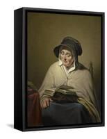 Old Woman Reading-Cornelis Kruseman-Framed Stretched Canvas