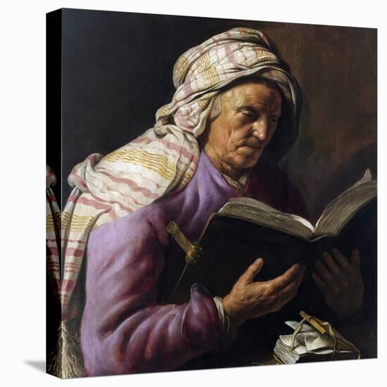 Old Woman Reading-Jan Lievens-Stretched Canvas