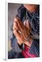 Old woman's hands praying, Bhaktapur, Nepal, Asia-Laura Grier-Framed Photographic Print