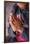 Old woman's hands praying, Bhaktapur, Nepal, Asia-Laura Grier-Framed Photographic Print