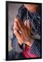 Old woman's hands praying, Bhaktapur, Nepal, Asia-Laura Grier-Framed Photographic Print