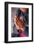 Old woman's hands praying, Bhaktapur, Nepal, Asia-Laura Grier-Framed Photographic Print