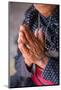 Old woman's hands praying, Bhaktapur, Nepal, Asia-Laura Grier-Mounted Photographic Print