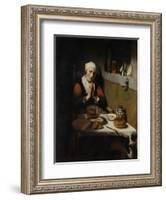 Old Woman Saying Grace-Nicolaes Maes-Framed Art Print