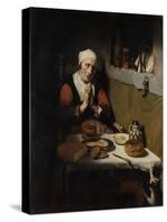 Old Woman Saying Grace-Nicolaes Maes-Stretched Canvas